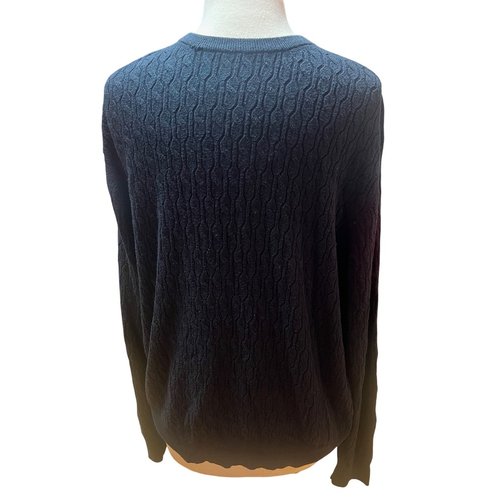 Joseph Abboud Men's Navy Knit Sweater Cotton/Silk Blend Long Sleeve Crew Large